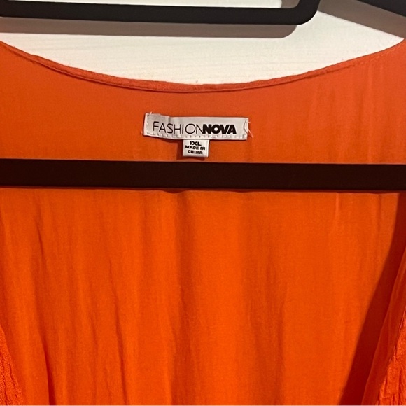 #109 FASHION NOVA ORANGE RUFFLE HI-LOW DRESS 1X - Picture 5 of 6